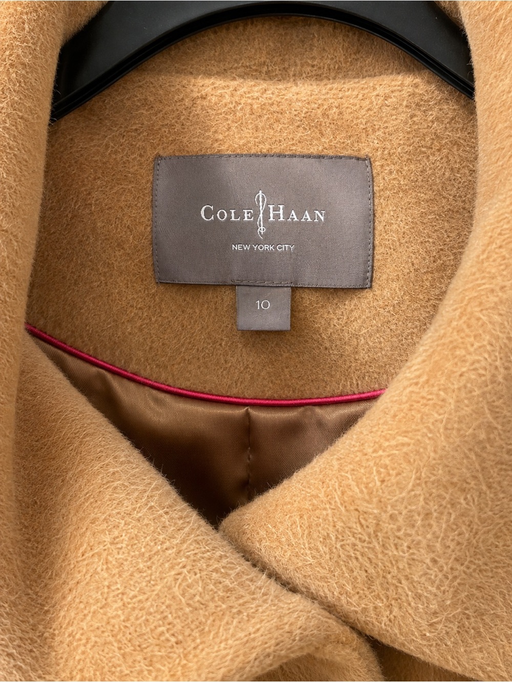 Cole Haan Camel Wool Overalls Fall/Winter Pea Coat Size 10 EUC - Picture 4 of 7